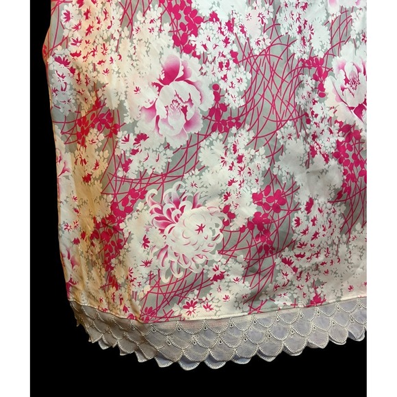 Aubade Paris‎ Vintage Y2K Lingerie Nightgown Pink Abstract Flowers Adj. Straps - Picture 13 of 13